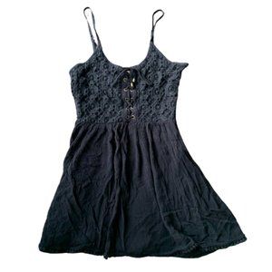 Black Dress with Front Lace Detail
